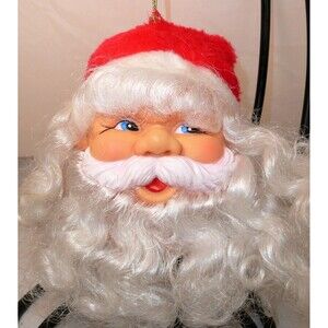 Vintage Santa Head Ornament Musical Tested And Works Hard Plastic Old